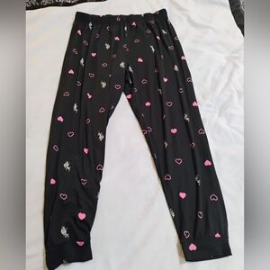 U.S. Polo Assn. Black Pajama Pants with Pink and White Accents